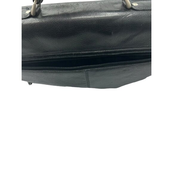 Perry Ellis Portfolio Black Genuine Leather Briefcase Black Many Pockets‎ FLAW - Picture 11 of 14